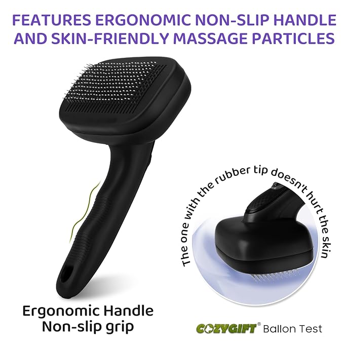 Dog Brush Kit – 3 PCS Grooming Set with Self-Cleaning Brush, Undercoat Rake & Pet Bath Brush. Great for Shedding, Tangles & Dirt Removal – Ideal for Long & Short Haired Dogs & Cats, Black-PawvioPets