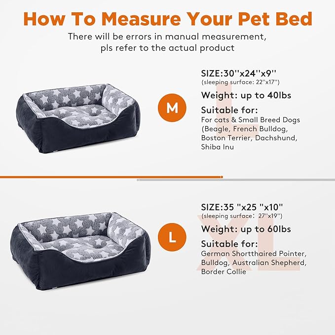 GASUR Medium Dog Beds for Medium Size Dogs, Orthopedic Dog Bed Sofa, Washable Pet Beds Cuddler Anti-Slip Bottom, Soft Calming Sleeping Warming Puppy Bed (M (30"x 24"x 9"), Black)-PawvioPets
