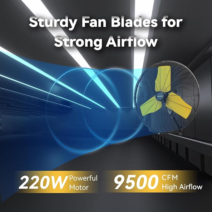 24 Inch 9500 CFM Waterproof Wall Fan Pro Series - Outdoor High Velocity Wall Mount Fan with Enclosed Motor for Residential, Warehouse, Patio, Shop, Garage, Barn UL Safety Listed-PawvioPets
