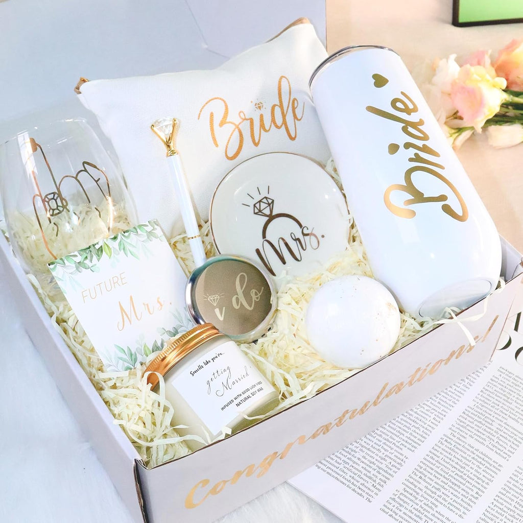 Bride To Be Gifts Box, Bridal Shower Bachelorette Gifts for Bride, Engagement Gifts for Her, Newly Engaged Wedding Fiance Gifts for Women, Bachelorette Party Favors Future Mrs Gifts Basket
