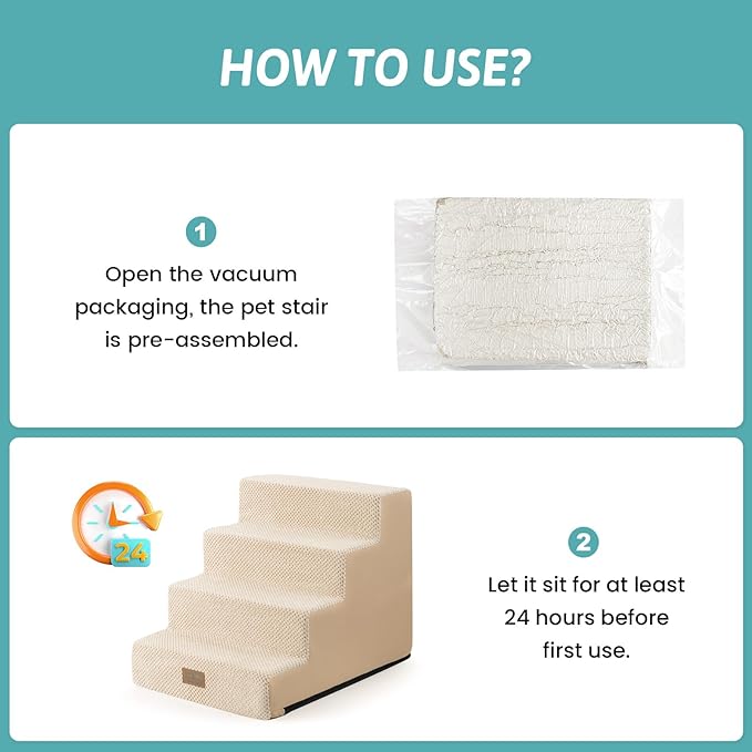 Dog Stairs for Small Dogs, 4 Tier Wider Pet Stairs for Couch and Beds, 17.7" H Non-Slip Dog Steps for Old Cats, Puppy, Small Medium Dogs, 17.7x23.6x17.7 inch, Beige-PawvioPets