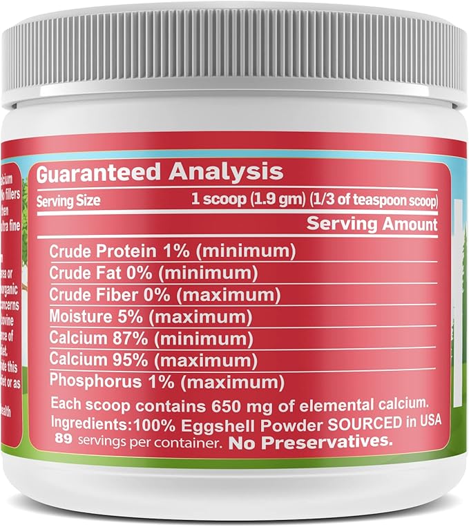 Calcium for Dogs and Cats - Fine Eggshell Powder - Strong Hip & Joint Supplement for Dogs and Cats- Dietary Supplement - No Additives - Pet's Friend Eggshellent Calcium 6oz-PawvioPets
