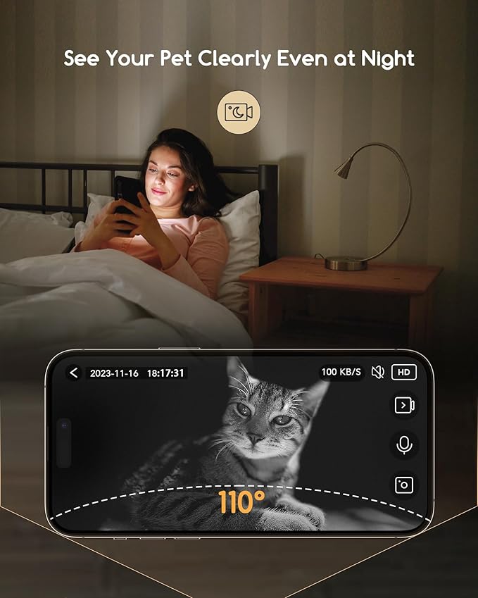 Faroro Automatic Cat Feeder with Camera, 3MP HD Video with Night Vision, 5G WiFi Cat Feeder Automatic with APP Control, 2-Way Audio, Low Food Sensor, Motion Alerts for Cats and Dogs-PawvioPets