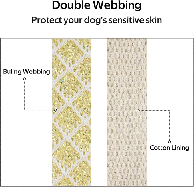 Dog Collar with Waterproof AirTag Holder & Anti-Lost QR Code, Cute Bling Warpping Adjustable Width for Small Medium Large Pet (Yellow, M)-PawvioPets