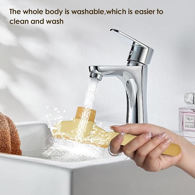 Flea Comb for Cat Hair Removal Comb, 2025 New Self-Cleaning Flea Brush for Cats and Dog, Comfort Cat Hair Removal Tool with Long & Short Stainless Steel Metal Grooming Brush(Yellow)-PawvioPets