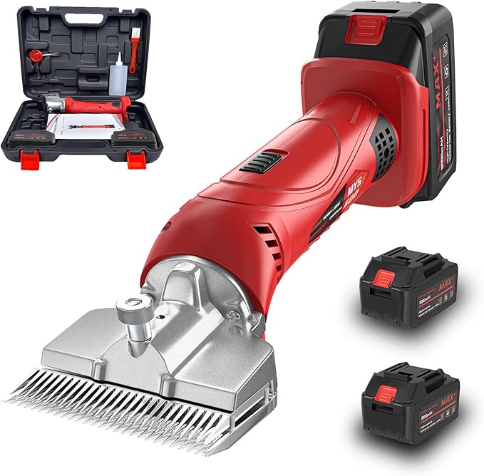 Cordless Horse Clippers,500W Heavy Duty Horse Grooming Clippers with 2 PCS Rechargeable 3000mAH Lithium Battery,6 Speed Professional Horse Grooming Kit for Thick Coat Animals-PawvioPets