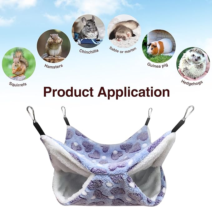 4Pcs Rat Guinea Pig Hanging Hammock Ferret Hanging Bed Pet Cage Hammock Accessories for Small Animals Chinchilla Parrot Sugar Glider Ferret-PawvioPets