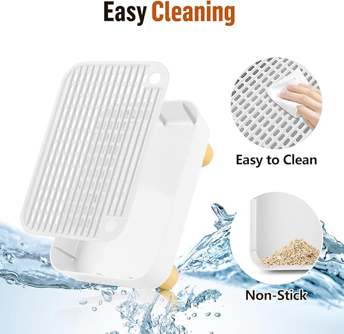 Cat Litter Box Step Ramp, Cat Litter Catcher Mat with Wooden Feet, Filter Function, Cat Pedal Stool for Self-Cleaning Cat Litter Box, Ideal for Kitten & Elderly Cats (White)-PawvioPets