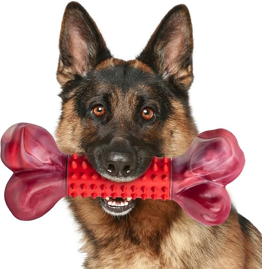 Apasiri Tough Dog Toys for Aggressive Chewers Beef Flavor: 8" Dog Chew Bone for Large Breed, Nylon & Rubber Chew Toy for Medium Large Dogs-PawvioPets