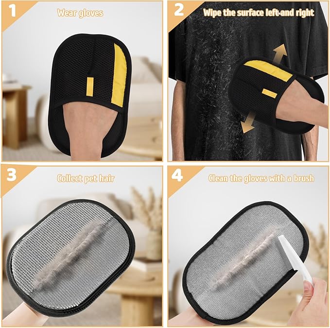 2 Pcs Pet Hair Remover Gloves, Reusable Electrostatic Hair Removal Glove-PawvioPets