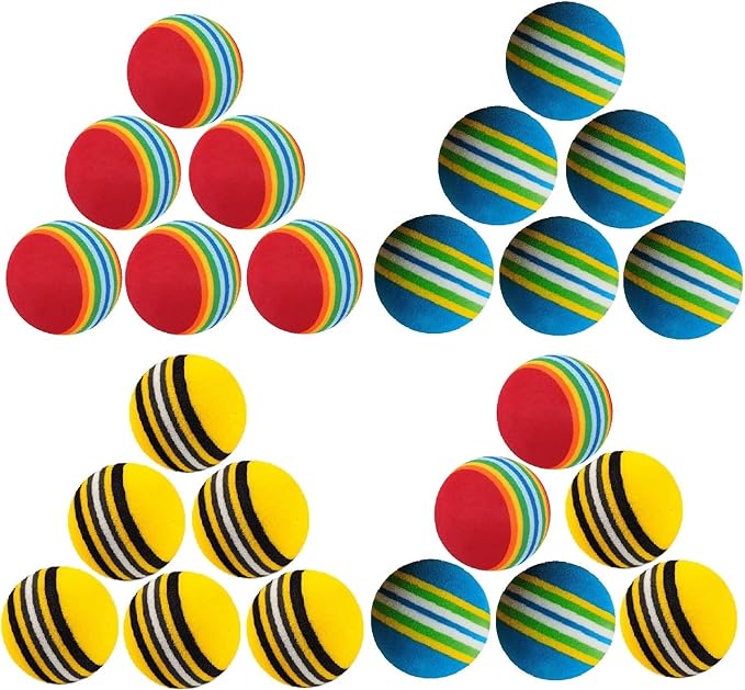 24 Pcs Colorful Soft Foam Rainbow Play Balls for Pet Dog and Cat (42cm) Ethylene Vinyl Acetate-PawvioPets