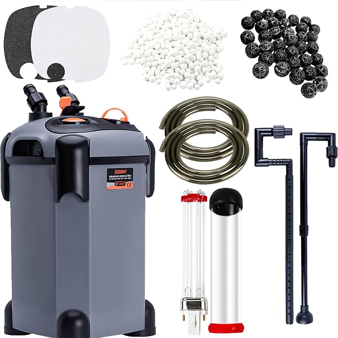 Aquarium Canister Filter with 3 Media Trays Spray Bar External Canister Filter for Large Fish Tank and Aquariums, 1200F - 317GPH-PawvioPets