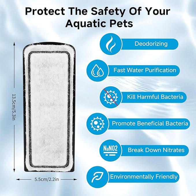 AQQA 8 Packs Aquarium Filter Cartridges with Activated Carbon - Remplacement Fish Tank Filters Cotton-PawvioPets