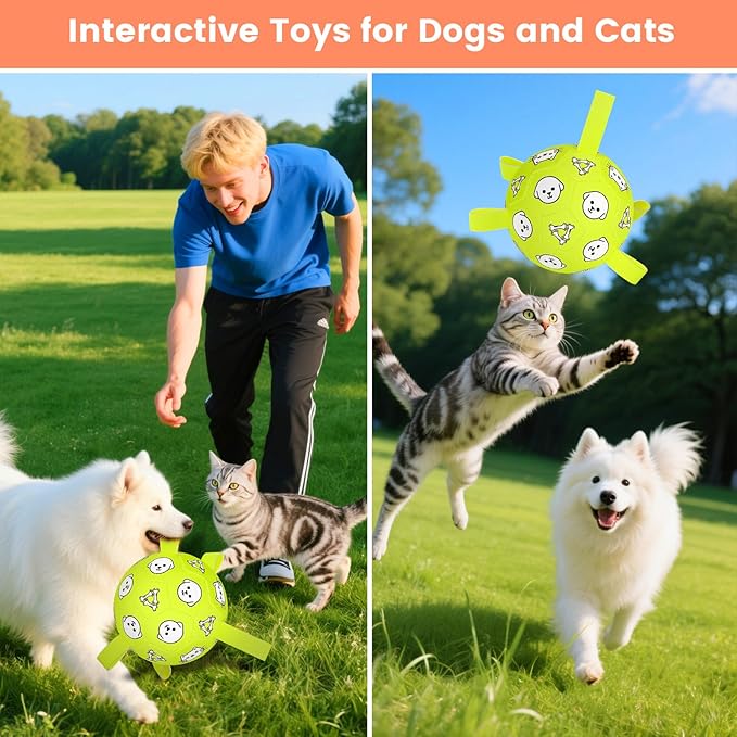 Dog Toys, Durable Dog Soccer Ball with Straps, Interactive Dog Toys, Water Fetch Ball for Tug of War, Puppy Toys for Indoor/Outdoor – Fun Dog Birthday Gift for Small & Medium Dogs, 6 Inch-PawvioPets