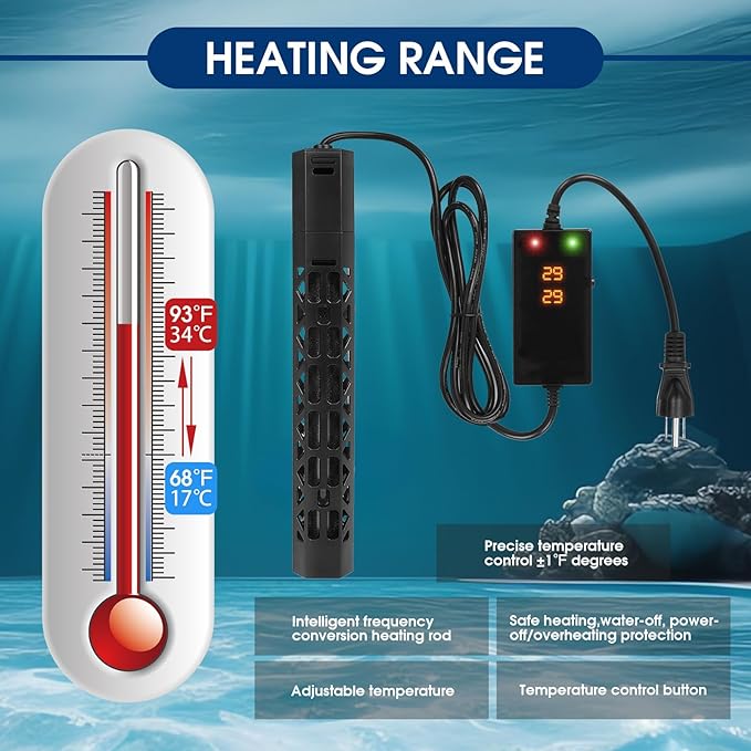 800w Aquarium Heater, Submersible Fish Tank Heater,Intelligent Frequency Conversion with Over-Temperature Protection and Automatic Power-Off When Leaving Water for-PawvioPets