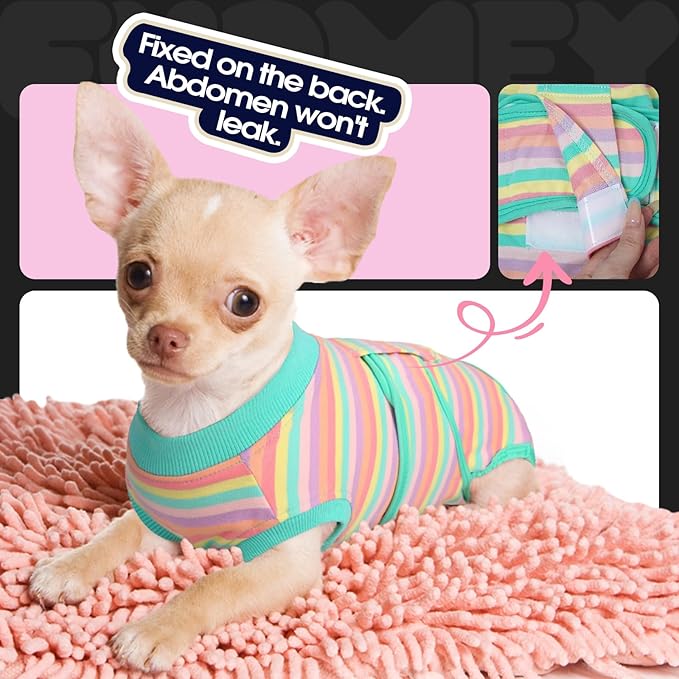 FUAMEY Recovery Suit,Soft Breathable Pet Bodysuit E-Collar & Cone Alternative Surgical Suit Puppy Wear, Anti Licking Wounds Doggie Onesie for Small Medium & Large Pets Dogs,cats,XXL(chest:32.3-39.3)-PawvioPets