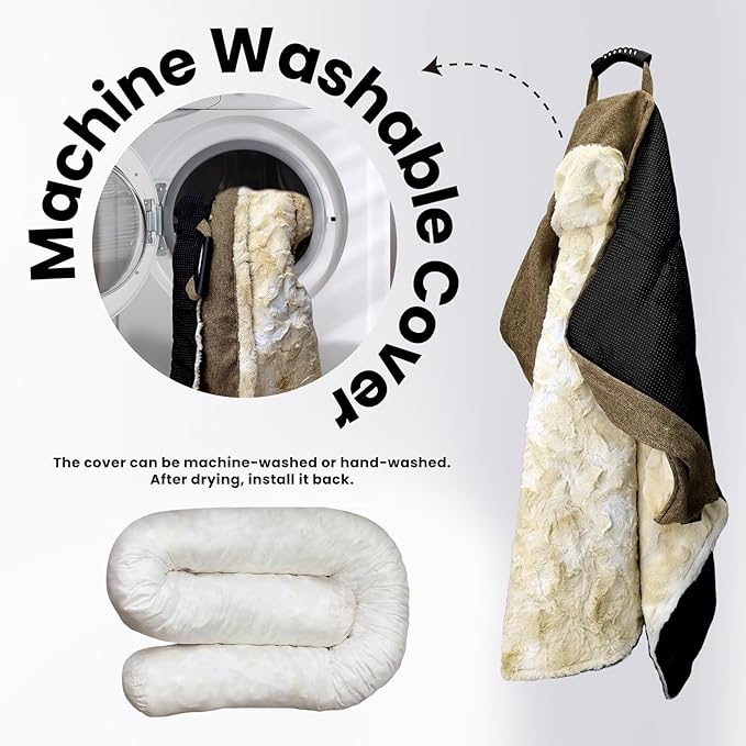 Calming Dog Couch Bed for Large Dogs, 41 x 37 inch Waterproof Removable Dogs Mat Couch Cover for Furniture Protector, Non-Slip Fluffy Pelsbarn Dog Bed for Couch, Sofa, Outdoor - Tie-Dye Khaki-PawvioPets