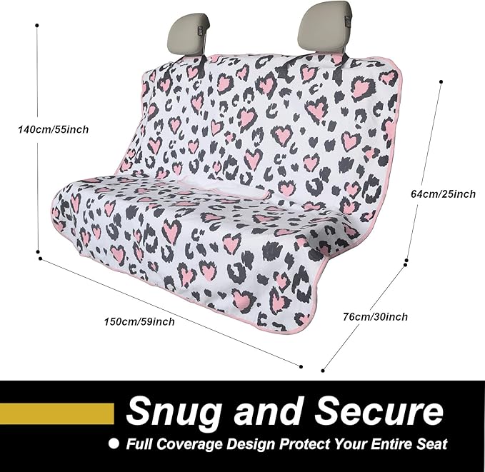 Back Seat Cover for Car Trucks Van SUV,Waterproof Rear Bench Towel Seat Covers for Dogs and Kids,Automotive Backseat Protector (Leopard Print)-PawvioPets