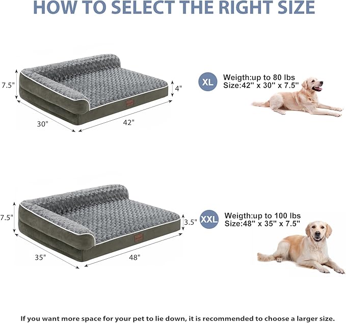 BFPETHOME Orthopedic Dog Beds for Large Dogs-Waterproof Sofa Pet Bed with Removable Washable Cover, Big Dog Bed with Waterproof Lining and Nonskid Bottom,Pet Bed for Large Dogs-PawvioPets