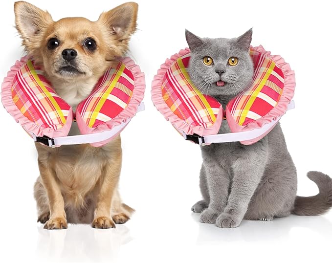 CuteBone Inflatable Cat Cone to Stop Licking After Surgery-Double Adjustable Neck Range P23SO00103S-PawvioPets