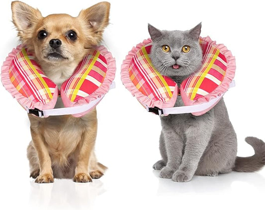 CuteBone Inflatable Cat Cone to Stop Licking After Surgery-Double Adjustable Neck Range P23SO00103S-PawvioPets