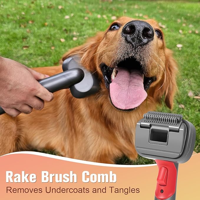 FUNTECK 2-in-1 Dog Hair Vacuum Brush for Grooming & Shedding Compatible with Dyson Gen5, V15, V12, V11, V10, V8, V7 – Removes Loose Hair, Dander, Undercoat & Tangles – Self-Cleaning Design-PawvioPets
