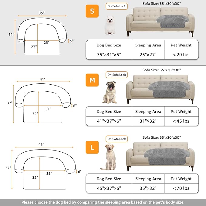 GGIB Calming Dog Bed Fluffy Plush Dog Mat for Furniture Protector with Removable Washable Cover for Large Medium Small Dogs and Cats (Small,Grey)-PawvioPets