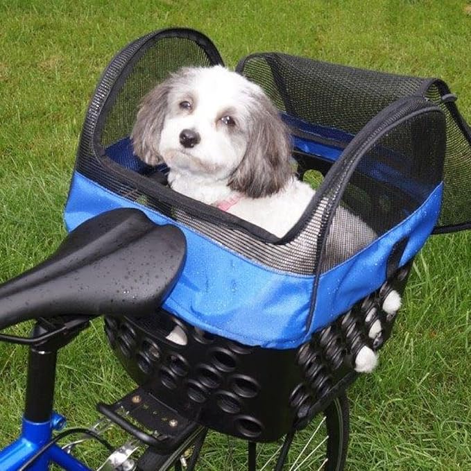 BiKASE Durable Dog Bike Basket & Carrier, Rear Mount Pet Basket for Bikes with Super Comfort Mat and Cover, Ideal for Small Dogs and Cats up to 12 lbs-PawvioPets