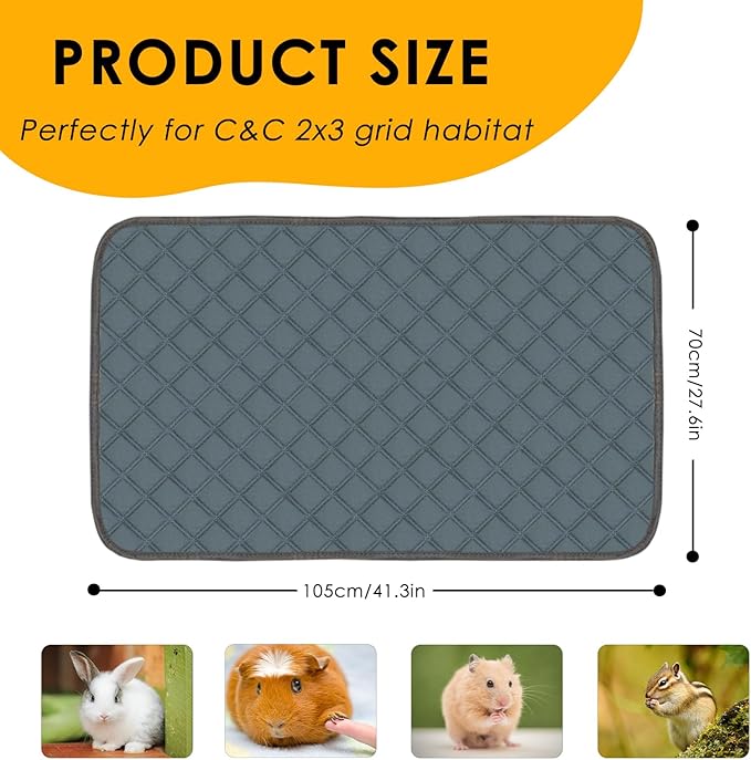2 Pack Guinea Pig Cage Liners for C&C 2x3 Habitat Guinea Pig Bedding Washable | Super Absorbent | Waterproof | Non Slip | Reusable Guinea Pig Pee Pads for Small Animals Cages - 41.3" x 27.6"-PawvioPets