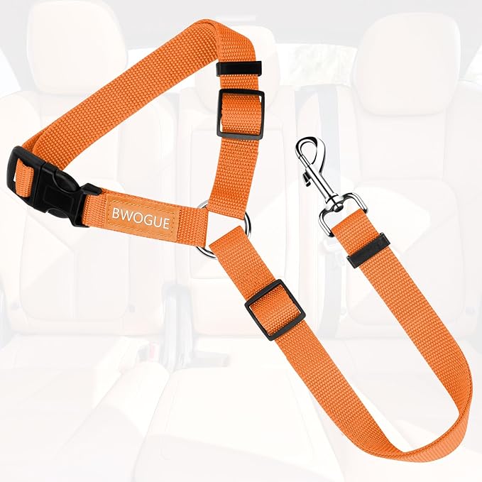 BWOGUE Pet Dog Cat Seat Belts, Car Headrest Restraint Adjustable Safety Leads Vehicle Seatbelt Harness (1 Pack)-PawvioPets