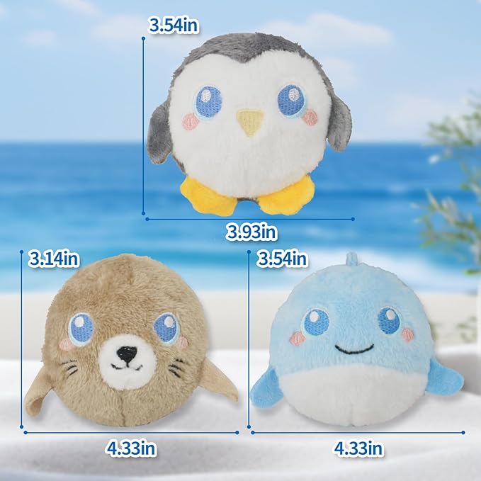 DKING 3Pack Squeaky Dog Balls,2 in1 Funny Puppy Ball Toys,Birthday Dog Toy for Small Medium Dogs (Ocean Ball)-PawvioPets