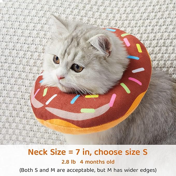 Amakunft Adjustable Cat Cone Collar Soft, Cat Recovery Collar, Cone for Cat After Surgery, Cat Neck Cone, Elizabethan Collar for Cat and Kitten (Donut S (Neck: 5"-10"))-PawvioPets