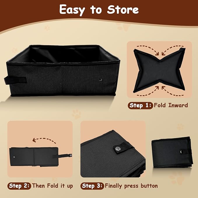 Foldable Travel Litter Box for Cats, Waterproof Portable Cat Travel Litter Box Collapsible, 15.75 * 11.82 * 3.94 Inches, Traveling & Camping Cat Supplies - Purple-PawvioPets