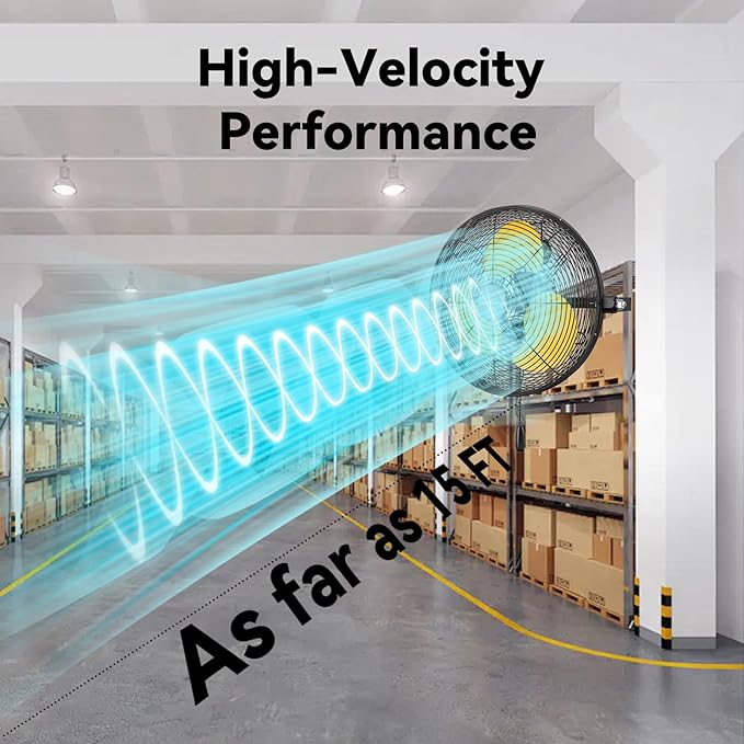 12 Inch Wall Fan Pro Series - Sealed Motor High Velocity Wall Mount Fans for Commercial, Residential, Warehouse, Covered Patio, Shop, Garage, Barn, Gazebo 3 Speed 2800 CFM UL Safety Listed-PawvioPets