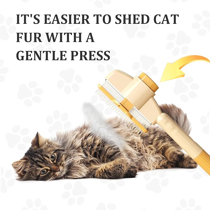 2-Pack Pet Hair Removal Comb & Flea Comb with Release Button for Cats & Dogs - Grooming Brush for Short/Long Hair Green & Yellow-PawvioPets