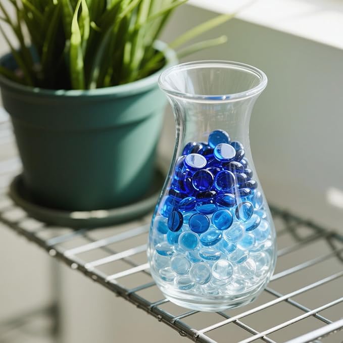 2.16LB Mix Colors Glass Beads Vase Filler Aquarium Gravel Decor Flat Glass Marbles Gems Pebbles Fish Tank Rocks Home Decorative Art Craft - 3 Colors Mixed-PawvioPets