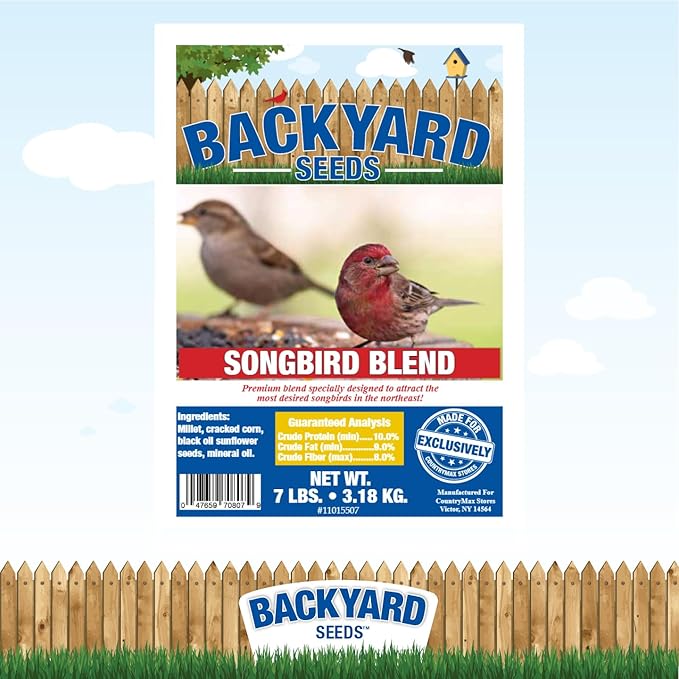 Backyard Seeds Songbird Blend Mixed Bird Seed - Attracts Bluebirds, Cardinals, Chickadees (7 Pounds)-PawvioPets