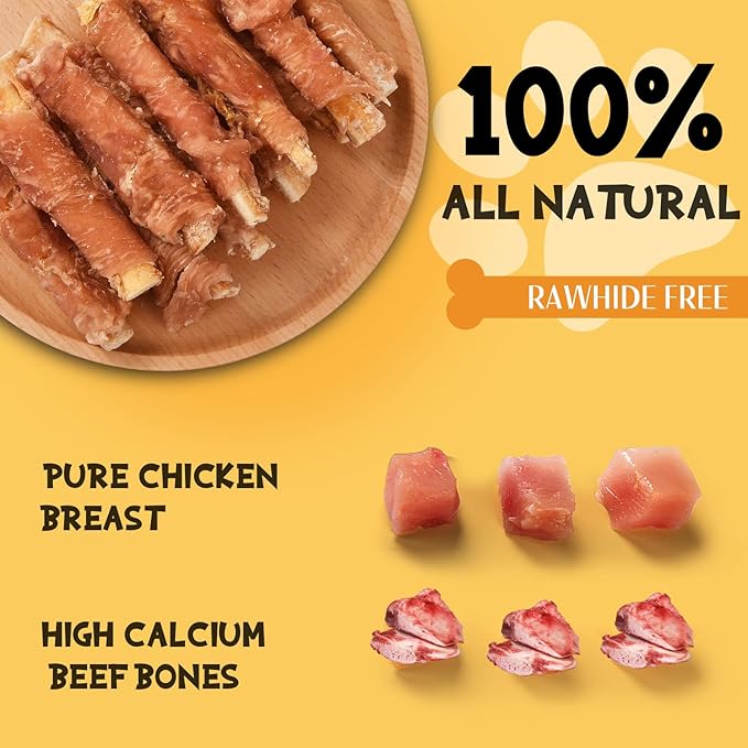 ASMPET Dog Treats Chews, Chicken Wrapped Beef Cartilage, Rawhide Free & Grain Free Dog Snacks 10.6 oz-PawvioPets