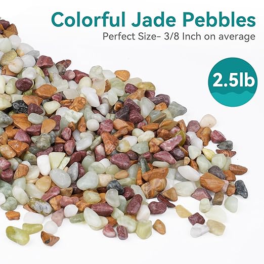 2.5lbs Pebbles for Indoor Plants, 3/8 Inch Small Rocks for Potted Plants, Succulents, Vase Fillers, Cactus Planters, Bird Bath, Fountain, Outdoor Garden Landscaping-PawvioPets