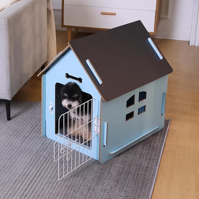 Dog House Indoor for Small Dogs or Cats, Cozy Wooden Design, Small Indoor Bed House, with Air Vents and Elevated Floor Warm Dog Cave-PawvioPets