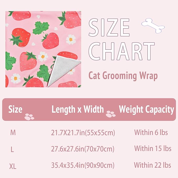27.6" Cat Grooming Wrap,Self-Adherent Cat Wrap for Cutting Nails,Anti-Escape Cat Swaddle Wrap,Multifunctional Anti-Scratch Cat Restraint Wrap for Medicine,Nail Clipping,Ear Cleaning(Within 15lbs)-PawvioPets