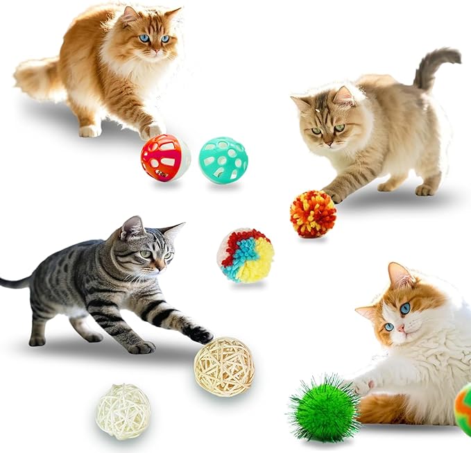21-Piece Cat Toys Set, Interactive Tunnel, Balls, Mice, Feather Wands, Catnip Toys(Rainbow Cat Tunnel)-PawvioPets