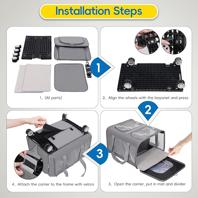 Expandable Pet Carrier with Wheels, Double Cat Dog Carrier 21"x 17"x 16" up to 40 Lbs, Rolling Pet Carrier for Cats and Dogs, Extra Large Pet Travel Carrier, Ideal for Outdoor/Travel-PawvioPets