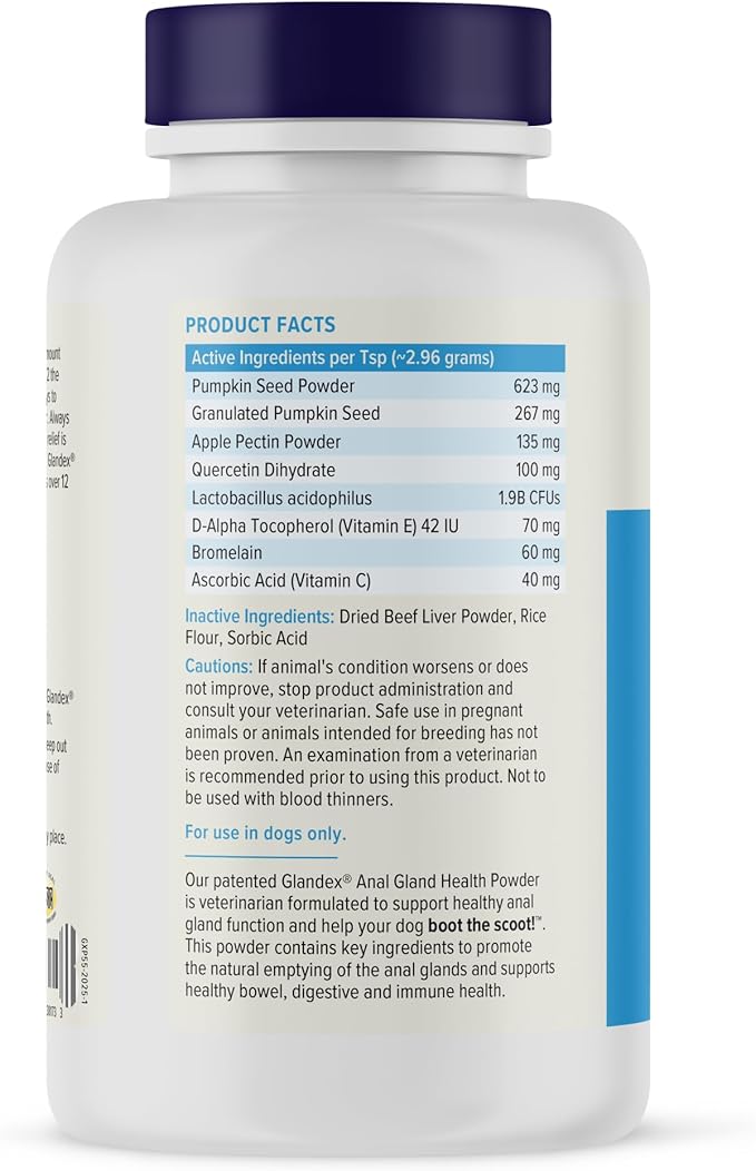 Glandex Dog Fiber Supplement Powder for Anal Glands with Pumpkin, Digestive Enzymes & Probiotics - Vet Recommended (Regular or Advanced Strength) - Boot The Scoot (5.5oz Powder, Beef Liver)-PawvioPets