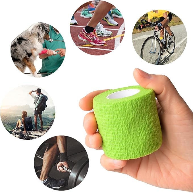 9 Pack 2" x 5 Yards Self Adhesive Bandage Wrap Self Stick Wrap for Ankle, Wrist, Finger, Sports, Breathable Cohesive Vet Tape for Pets (Grass Green)-PawvioPets