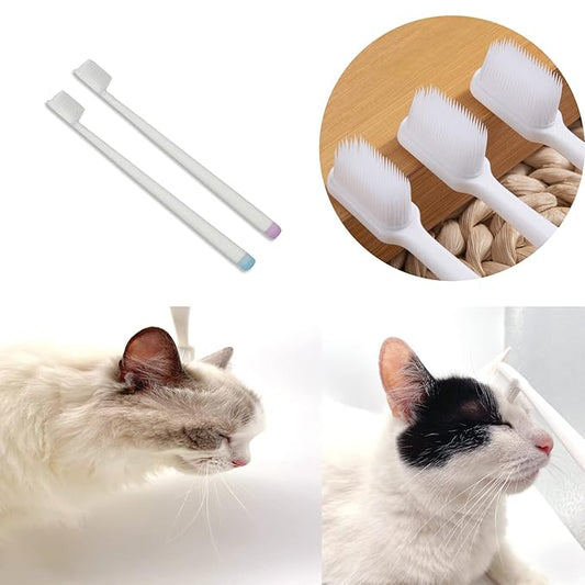 Emmeliestella Cat Head Brush, Cat acne Cleaner, Silicone bristles, not hurt the facial skin, Gently remove cat eye discharge & jaw black spots, Easy to handle & clean & remove hair, 2PCS-PawvioPets