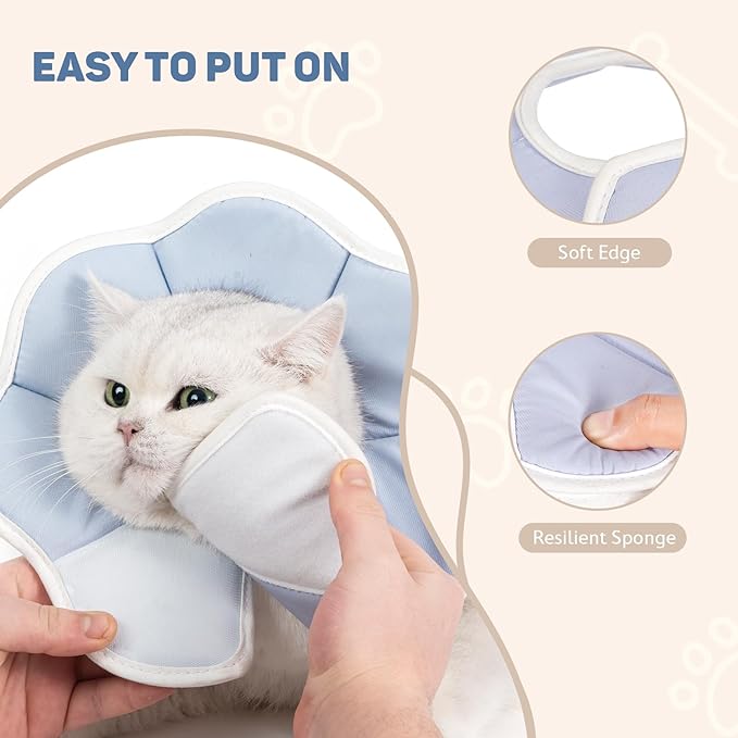 Avont Soft Cat Recovery Cone Collar, Adjustable Lightweight Kitten E-Collar for Small Dogs, Comfortable Neck Donut Stop Licking Scratching After Surgery -Grey(S)-PawvioPets