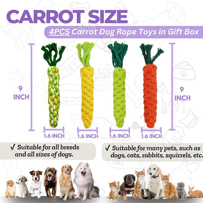 4PCS Mixed Color Woven Pet Chew Set (Yellow, Green, Orange, Rainbow), Dog Chew Toys, Cat Teething Toys, Durable & Safe Interactive Pet Toys-PawvioPets