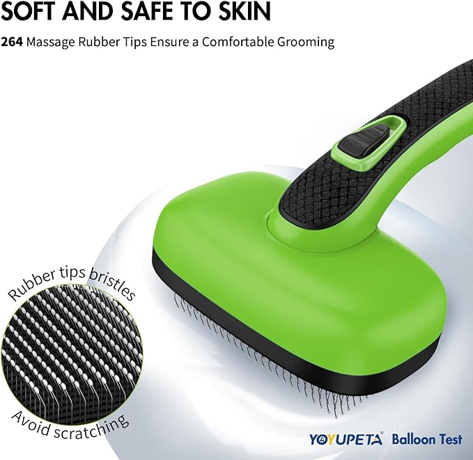 Dog Self Cleaning Slicker Brush for Shedding, Ideal for Short Long Haired Dogs, Including Cat. Removes Loose Fur, Undercoat, Mats, Tangled Hair. Suit for Large Medium Small Animal, Green-PawvioPets