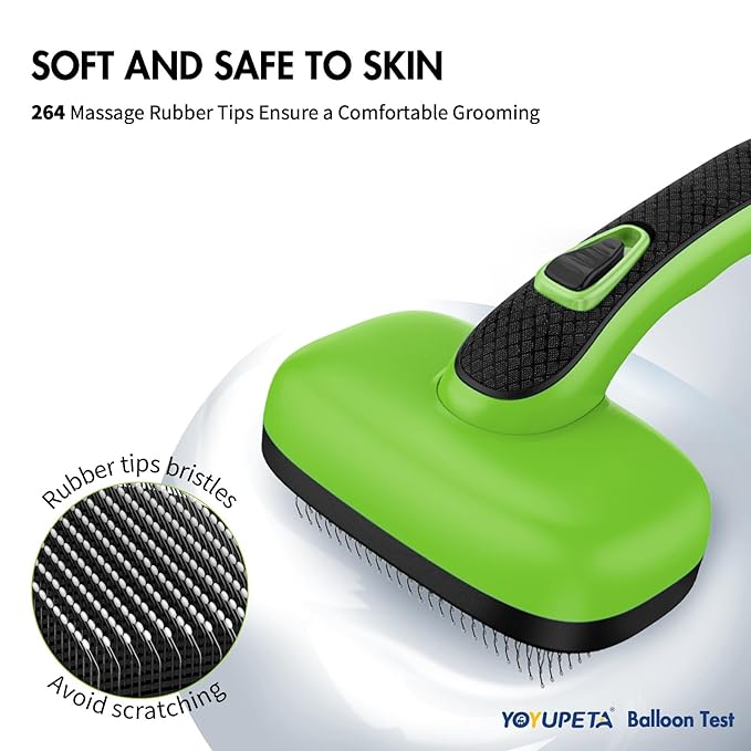 Dog Brush Kit - Self-Cleaning Slicker Brush with Bath Brush & Undercoat Rake | Deshedding Tools for Large - Small Dogs & Cats, Professional 3-in-1 Pet Grooming Set for Heavy Shedding, Green-PawvioPets